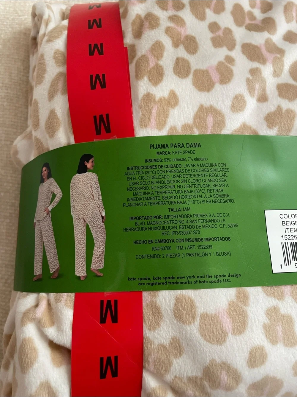 kate spade Beige and Pink Leopard Print Pajama Set M - Picture 5 of 8